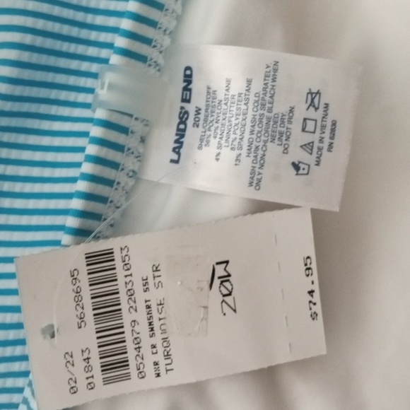 NWT Land's End Women's Turquoise Striped Swim Skirt Multiple Sizes Beach Pool - Picture 5 of 6
